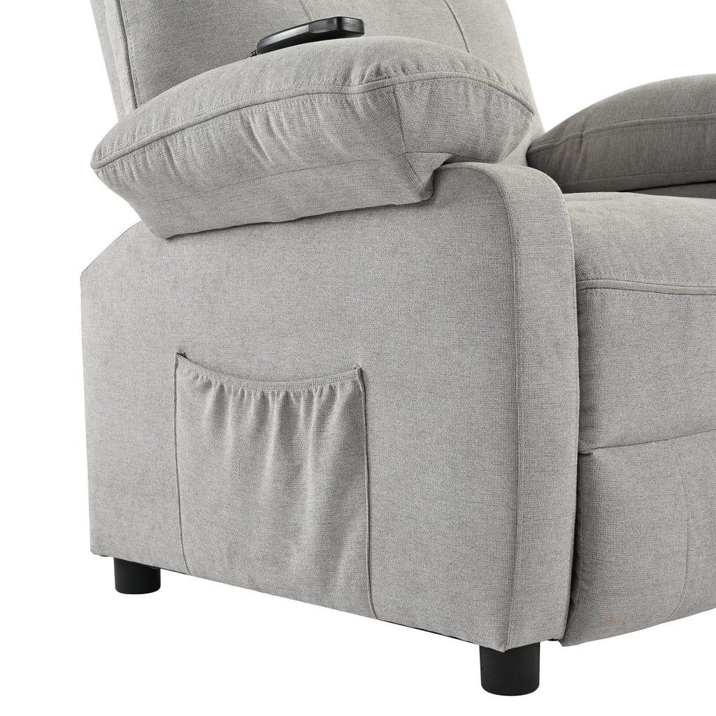 Fauteuil inclinable manuel rembourré avec massage, chauffage lombaire, accoudoirs coussinés et poches latérales