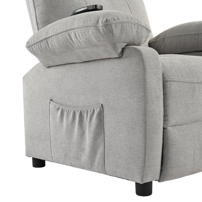 Fauteuil inclinable manuel rembourré avec massage, chauffage lombaire, accoudoirs coussinés et poches latérales