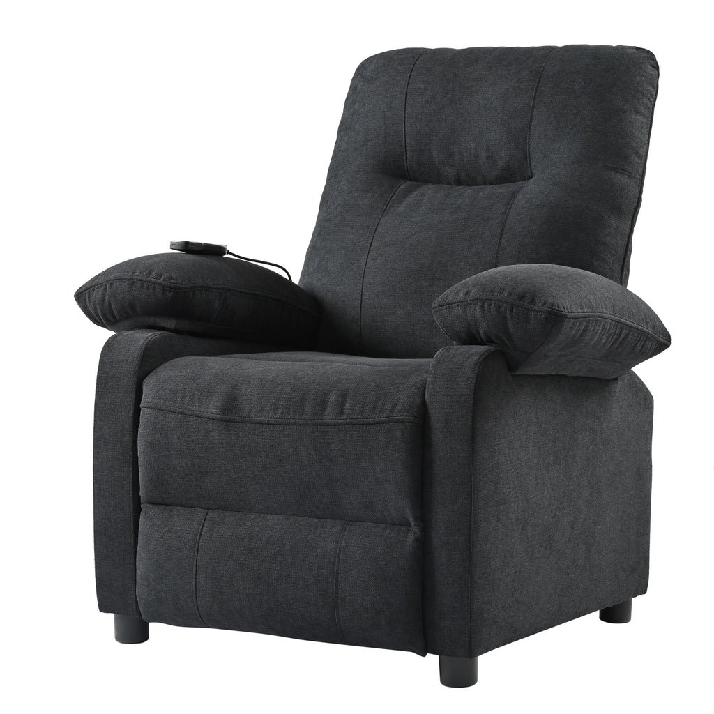 Fauteuil inclinable manuel rembourré avec massage, chauffage lombaire, accoudoirs coussinés et poches latérales