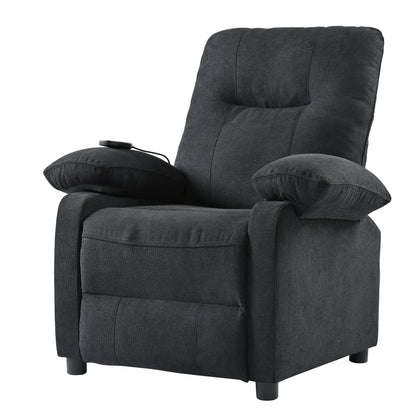 Fauteuil inclinable manuel rembourré avec massage, chauffage lombaire, accoudoirs coussinés et poches latérales