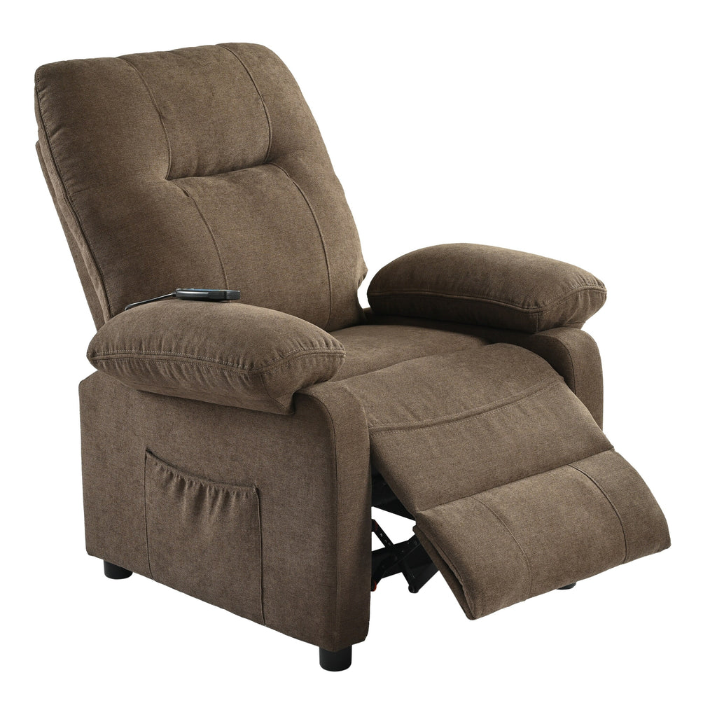 Fauteuil inclinable manuel rembourré avec massage, chauffage lombaire, accoudoirs coussinés et poches latérales
