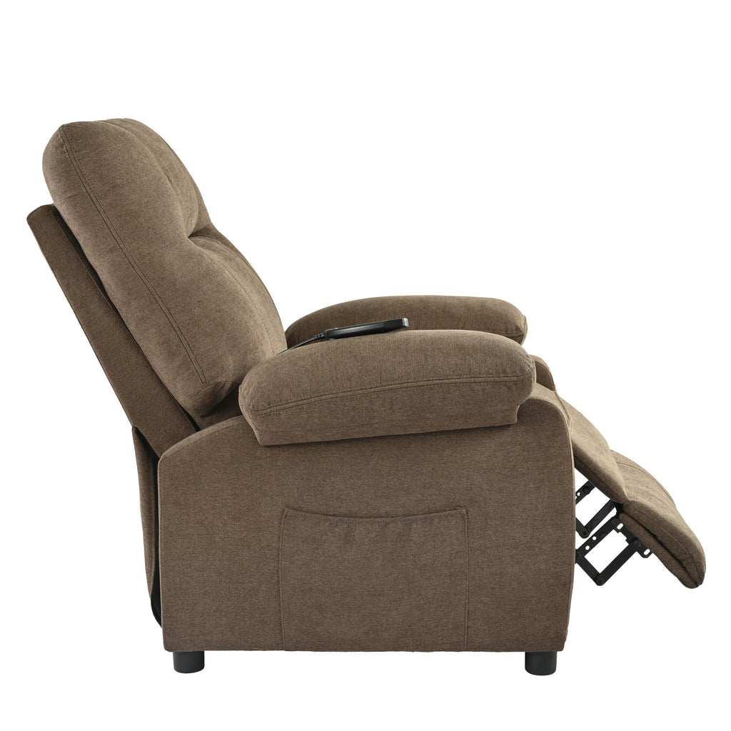Fauteuil inclinable manuel rembourré avec massage, chauffage lombaire, accoudoirs coussinés et poches latérales