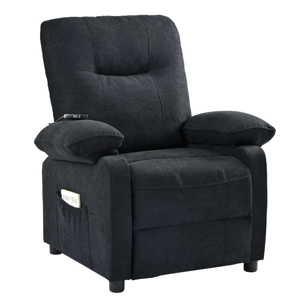 Fauteuil inclinable manuel rembourré avec massage, chauffage lombaire, accoudoirs coussinés et poches latérales