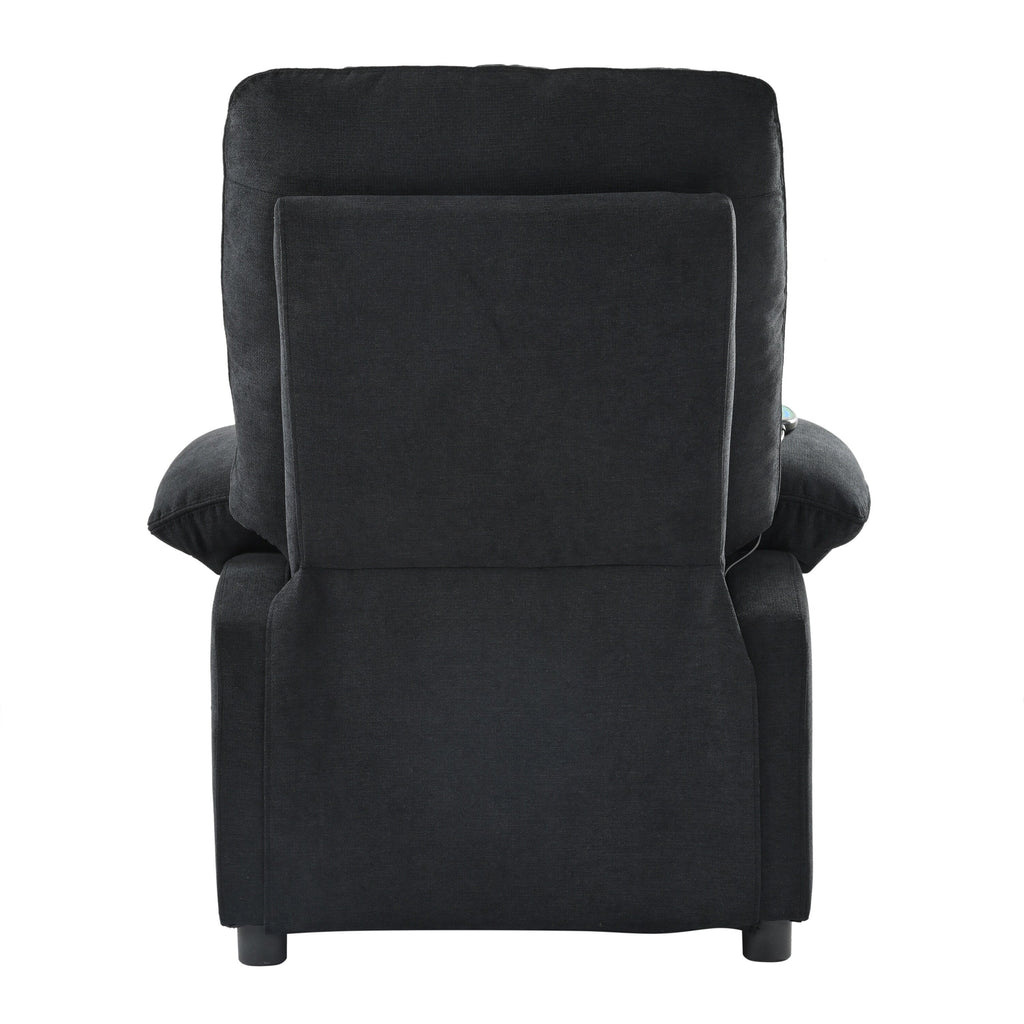 Fauteuil inclinable manuel rembourré avec massage, chauffage lombaire, accoudoirs coussinés et poches latérales