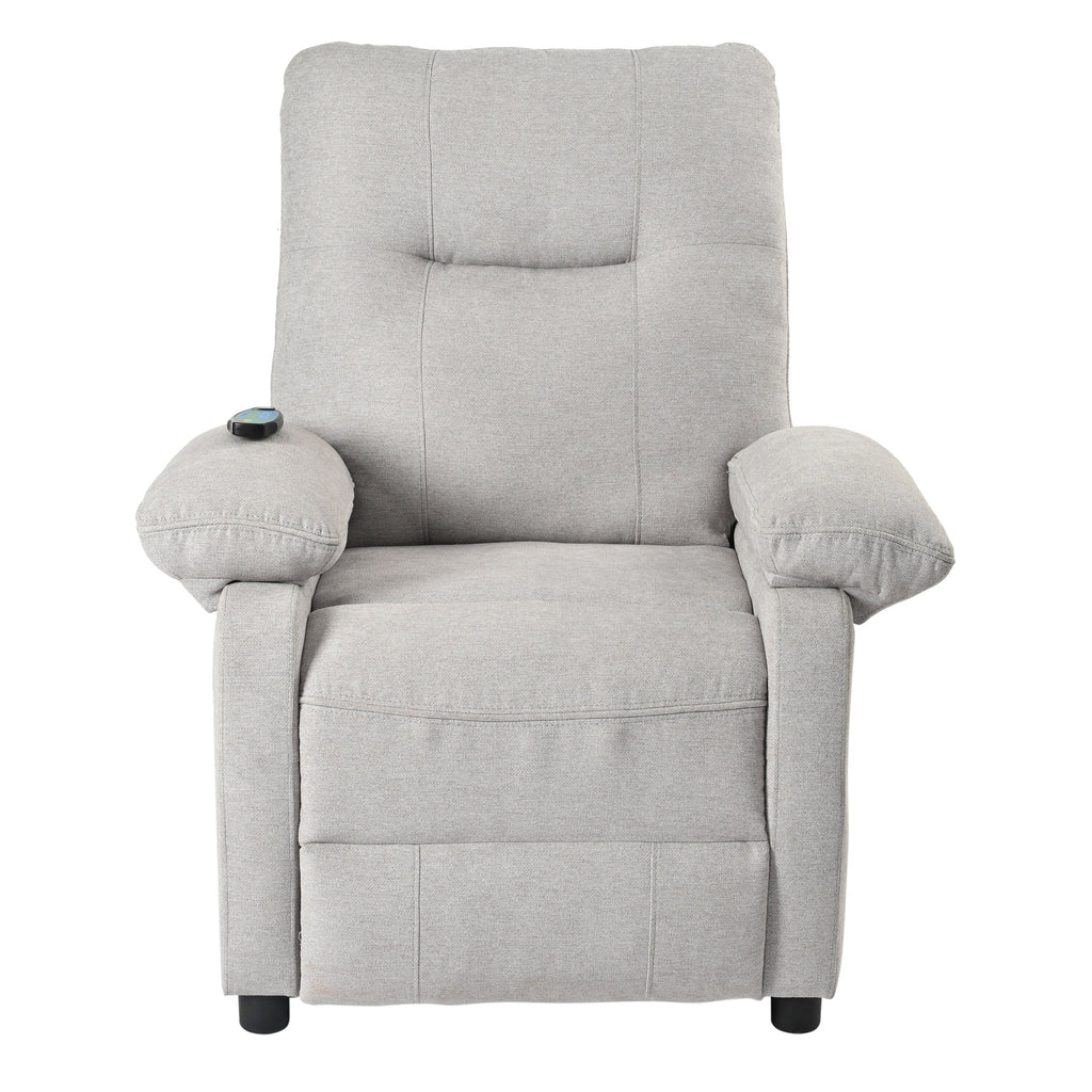 Fauteuil inclinable manuel rembourré avec massage, chauffage lombaire, accoudoirs coussinés et poches latérales