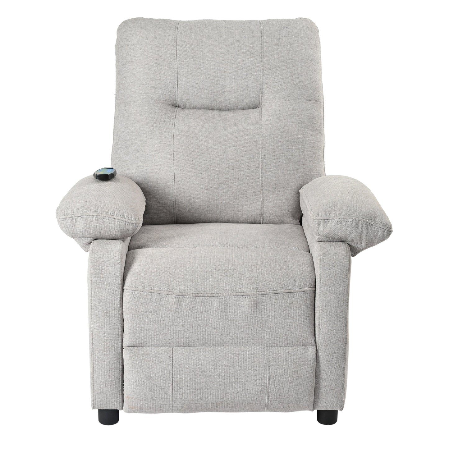Fauteuil inclinable manuel rembourré avec massage, chauffage lombaire, accoudoirs coussinés et poches latérales