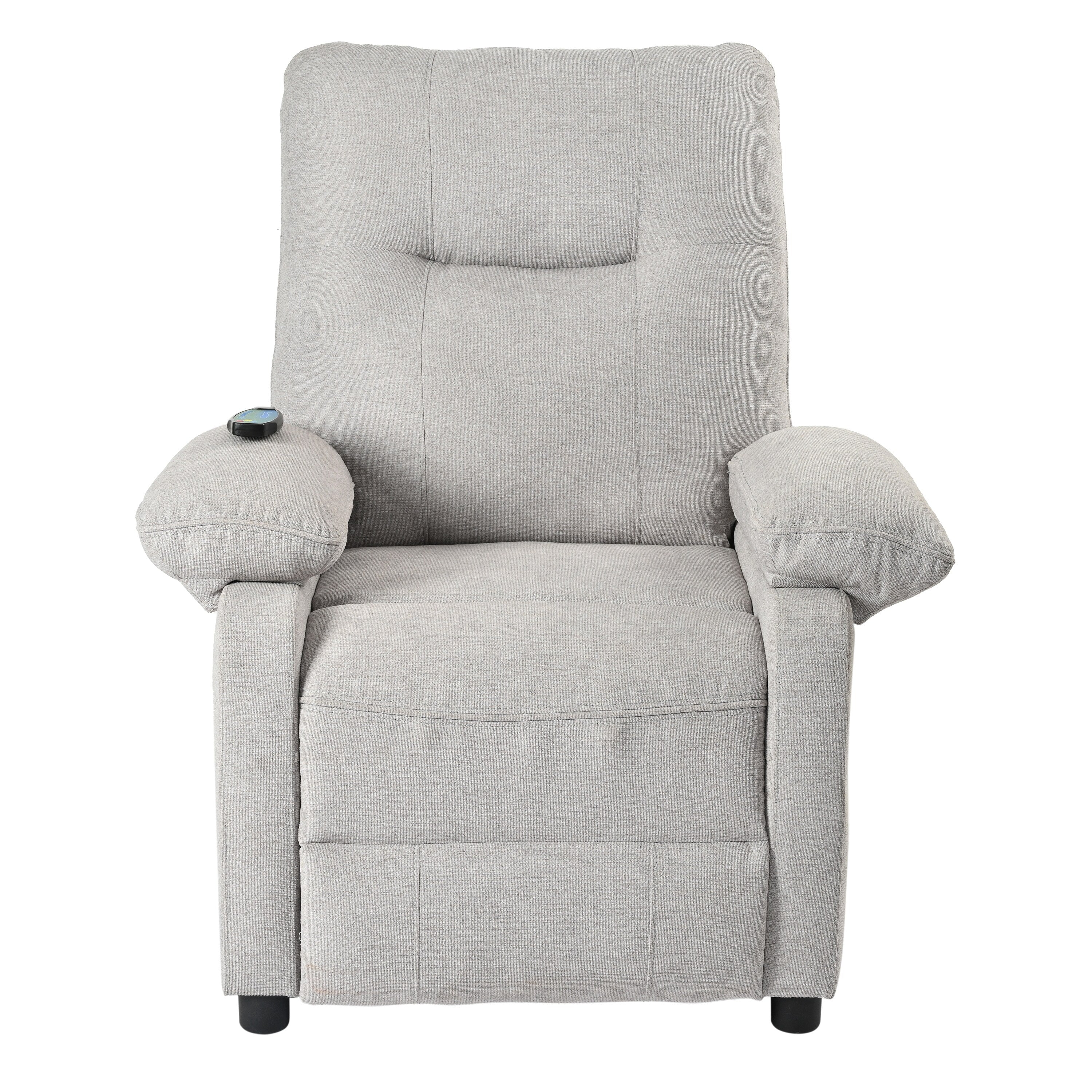 Fauteuil inclinable manuel rembourré avec massage, chauffage lombaire, accoudoirs coussinés et poches latérales