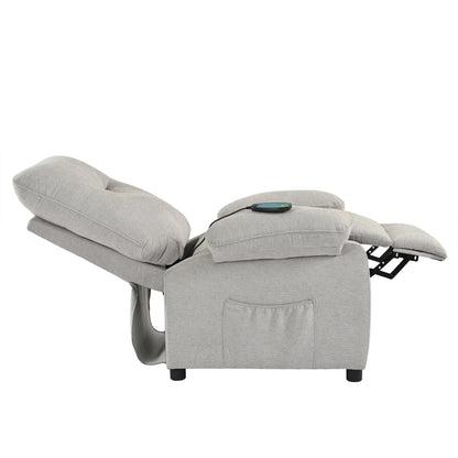 Fauteuil inclinable manuel rembourré avec massage, chauffage lombaire, accoudoirs coussinés et poches latérales