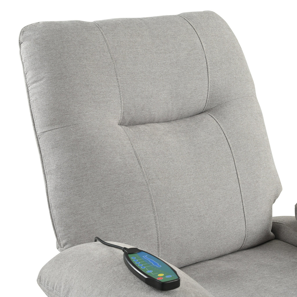 Fauteuil inclinable manuel rembourré avec massage, chauffage lombaire, accoudoirs coussinés et poches latérales