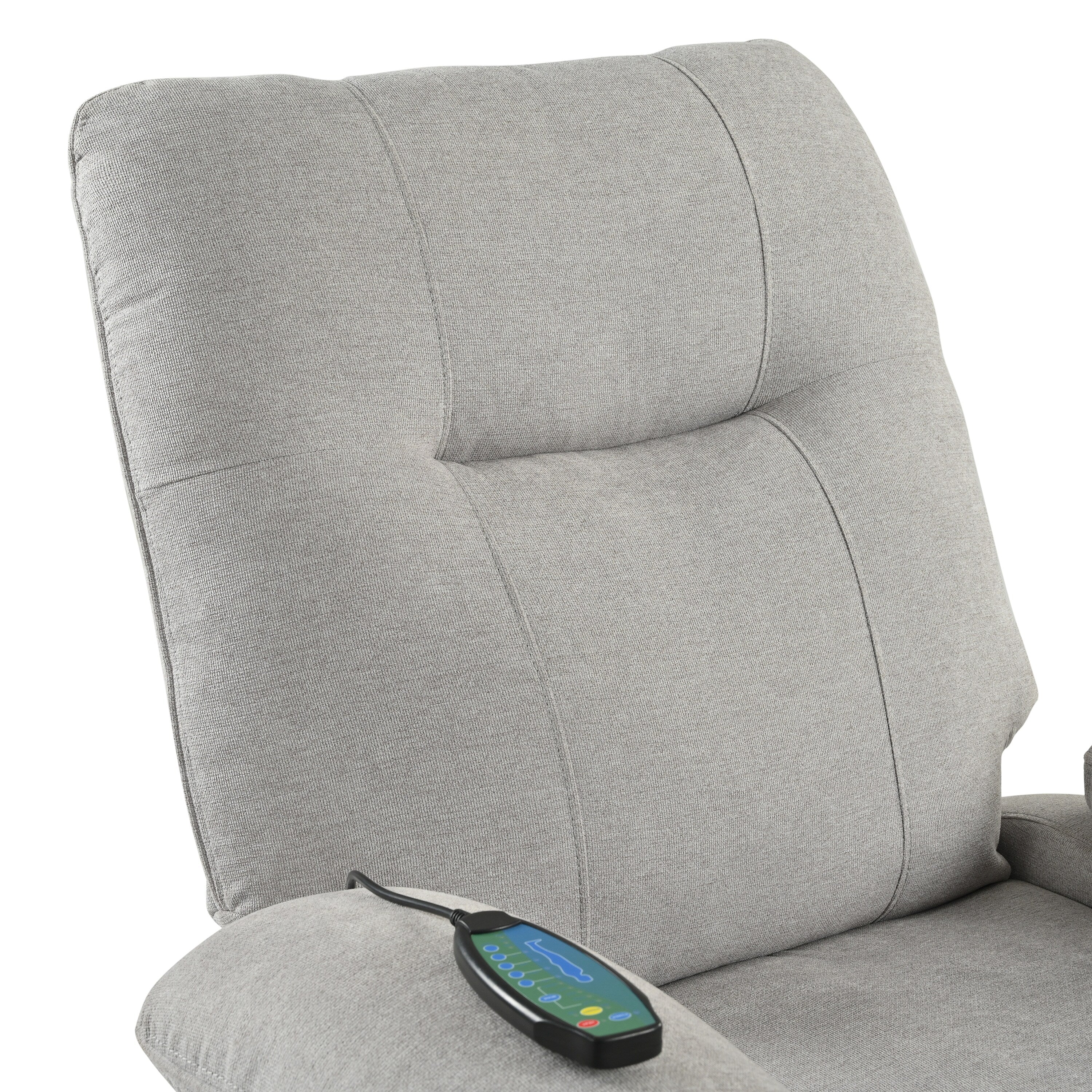 Fauteuil inclinable manuel rembourré avec massage, chauffage lombaire, accoudoirs coussinés et poches latérales
