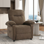 Fauteuil inclinable manuel rembourré avec massage, chauffage lombaire, accoudoirs coussinés et poches latérales