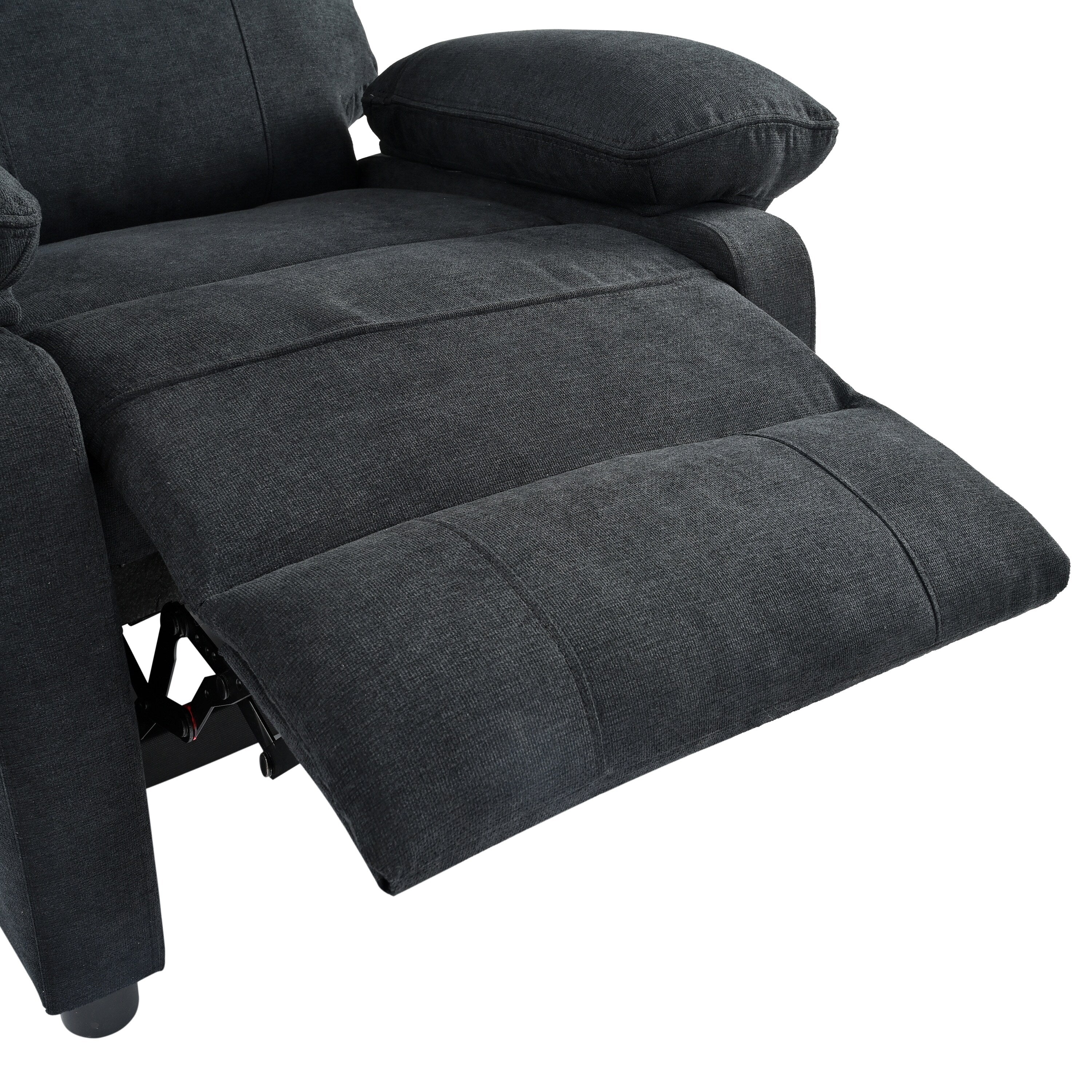 Fauteuil inclinable manuel rembourré avec massage, chauffage lombaire, accoudoirs coussinés et poches latérales