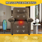 Fauteuil inclinable manuel rembourré avec massage, chauffage lombaire, accoudoirs coussinés et poches latérales