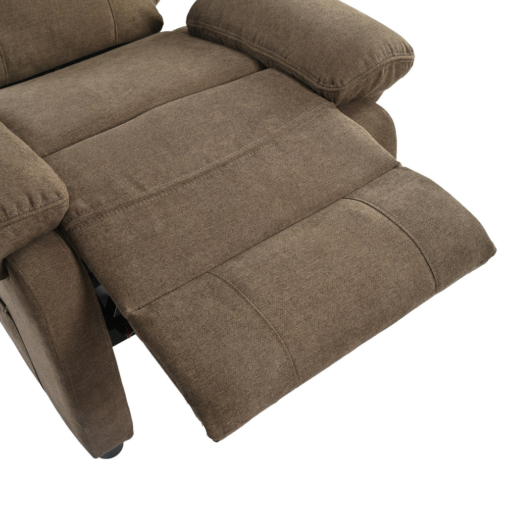 Fauteuil inclinable manuel rembourré avec massage, chauffage lombaire, accoudoirs coussinés et poches latérales