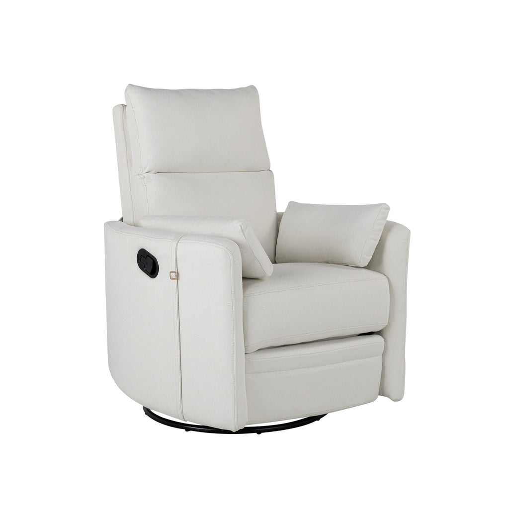 Fauteuil inclinable pivotant rembourré avec réglage manuel, rotation à 360° et deux oreillers amovibles