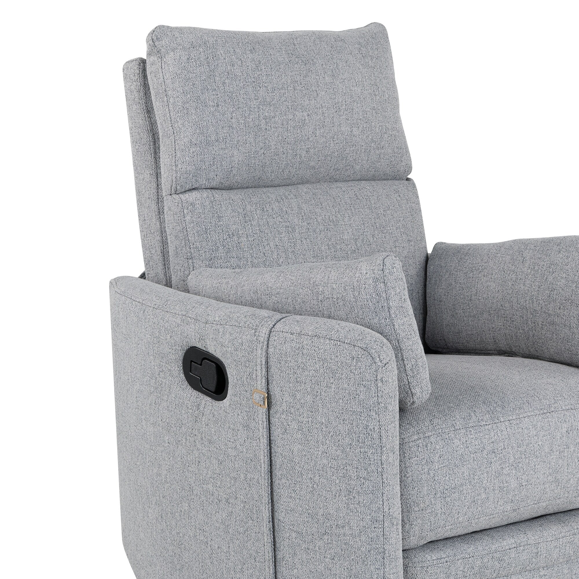 Fauteuil inclinable pivotant rembourré avec réglage manuel, rotation à 360° et deux oreillers amovibles