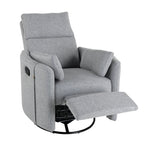 Fauteuil inclinable pivotant rembourré avec réglage manuel, rotation à 360° et deux oreillers amovibles