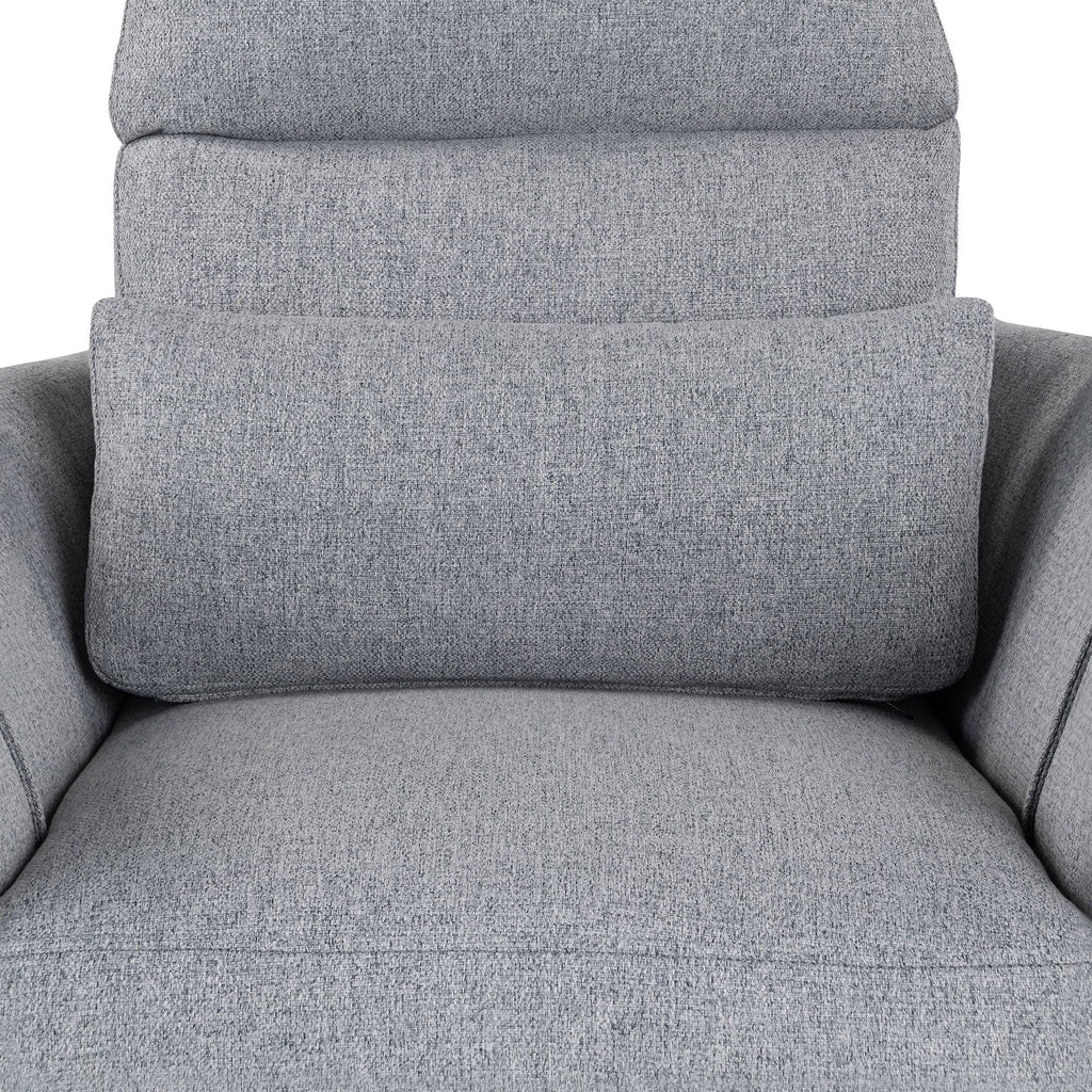 Fauteuil inclinable pivotant rembourré avec réglage manuel, rotation à 360° et deux oreillers amovibles