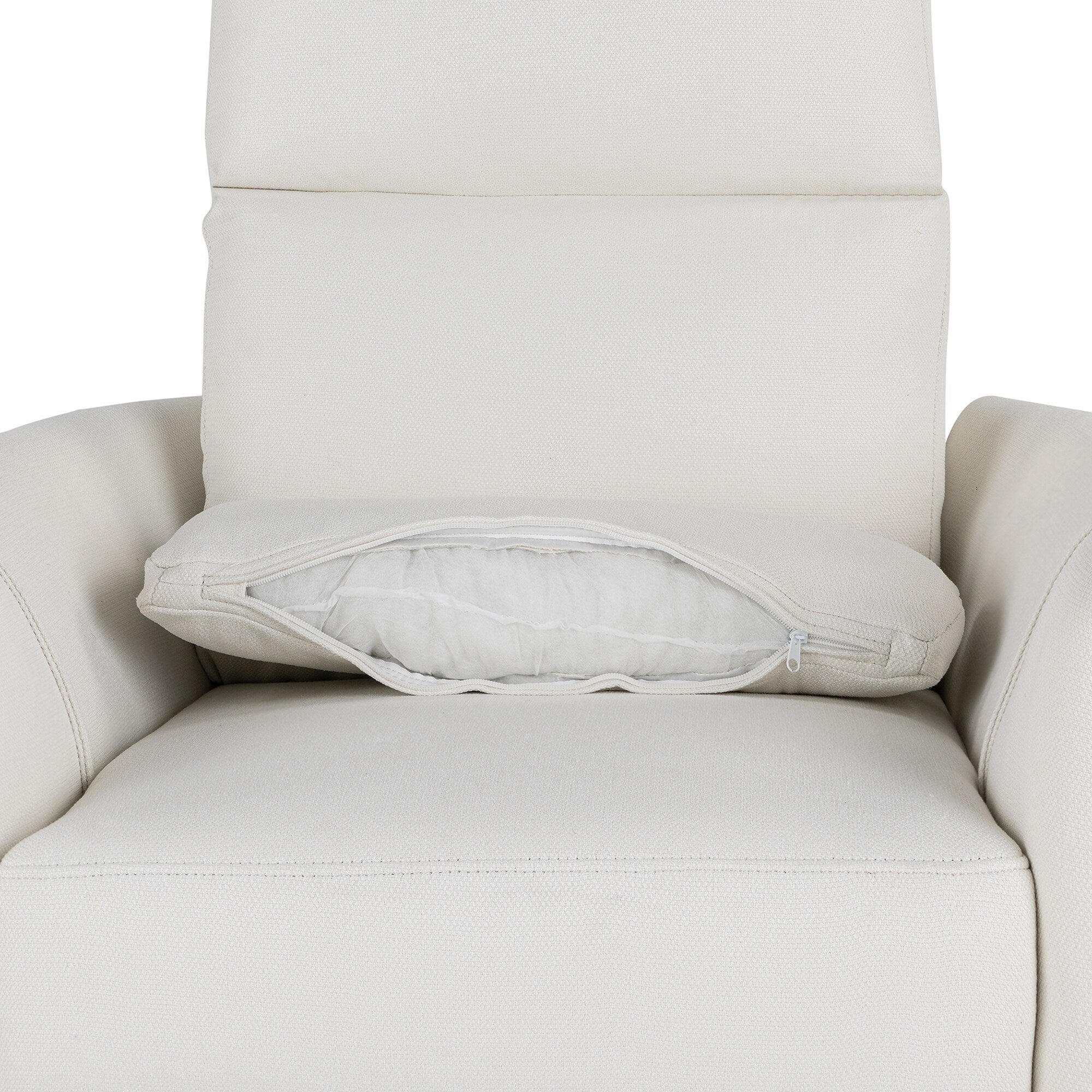 Fauteuil inclinable pivotant rembourré avec réglage manuel, rotation à 360° et deux oreillers amovibles