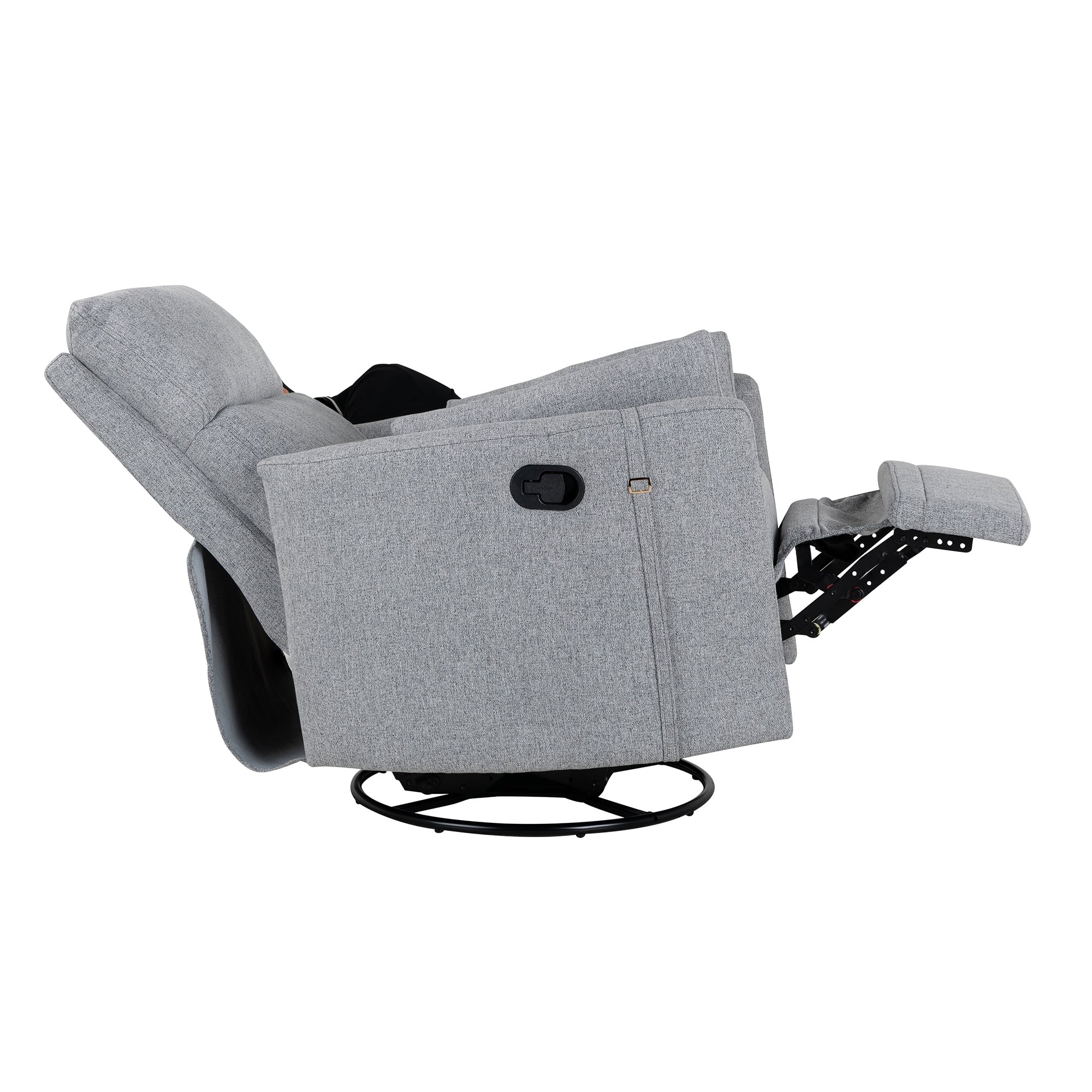 Fauteuil inclinable pivotant rembourré avec réglage manuel, rotation à 360° et deux oreillers amovibles