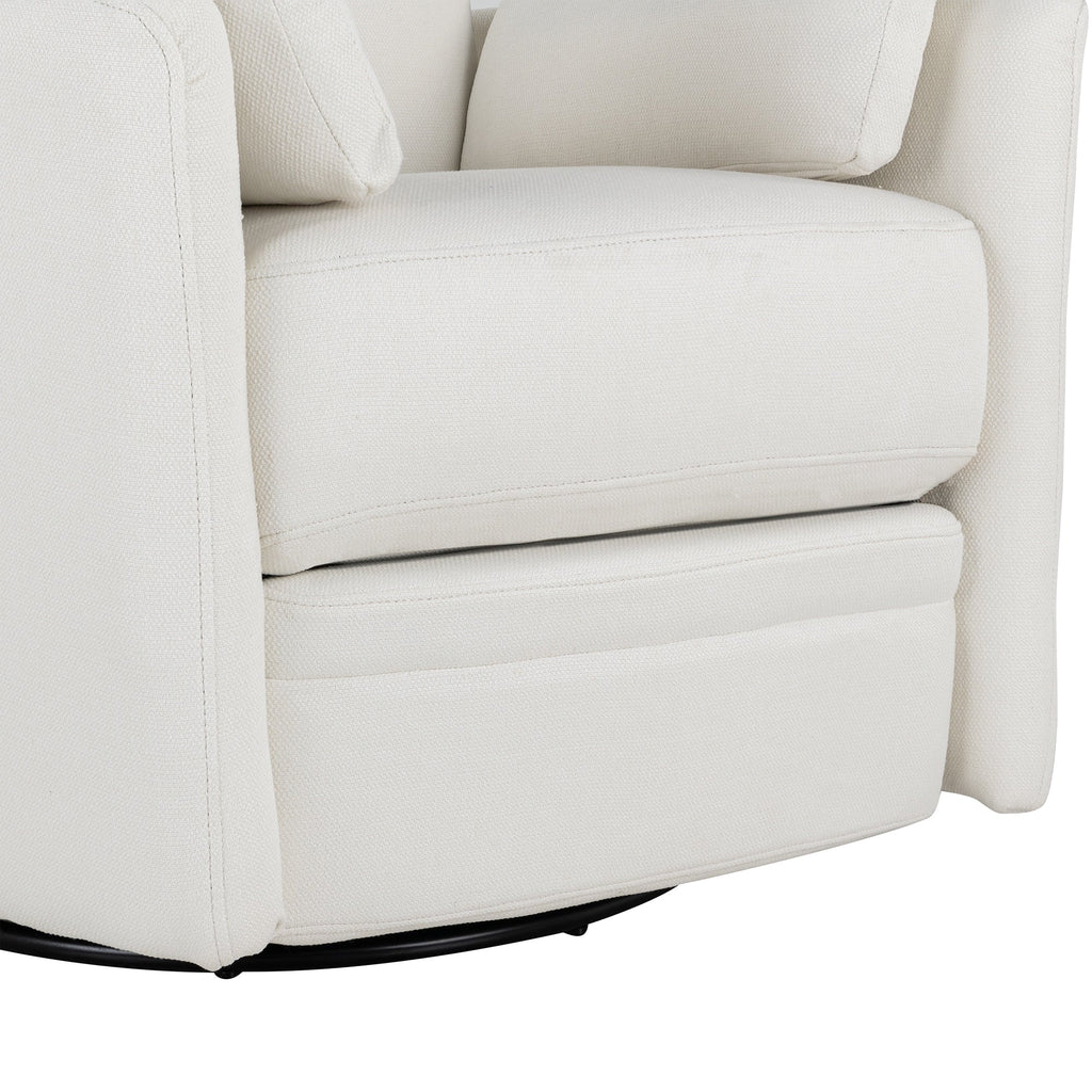 Fauteuil inclinable pivotant rembourré avec réglage manuel, rotation à 360° et deux oreillers amovibles