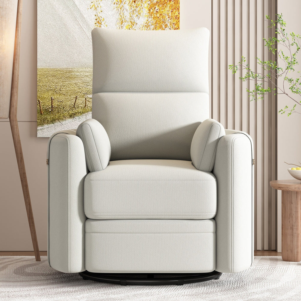 Fauteuil inclinable pivotant rembourré avec réglage manuel, rotation à 360° et deux oreillers amovibles