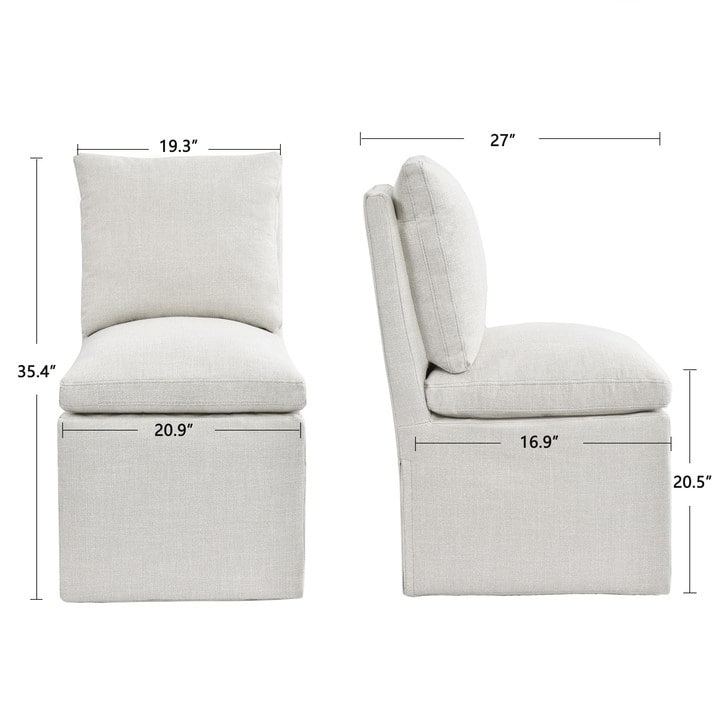 Chaise de salle à manger pivotante et rembourrée en lin