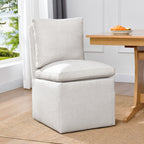 Chaise de salle à manger pivotante et rembourrée en lin