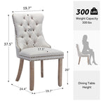 Lot de 6 chaises de salle à manger capitonnées en velours avec pieds en bois massif