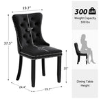 Lot de 6 chaises de salle à manger capitonnées en velours avec pieds en bois massif