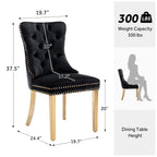 Lot de 6 chaises de salle à manger capitonnées en velours avec pieds en bois massif