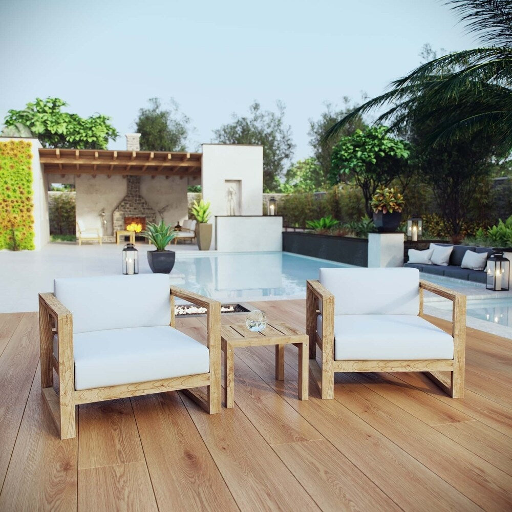 Ensemble de patio extérieur en teck Upland 3 pièces