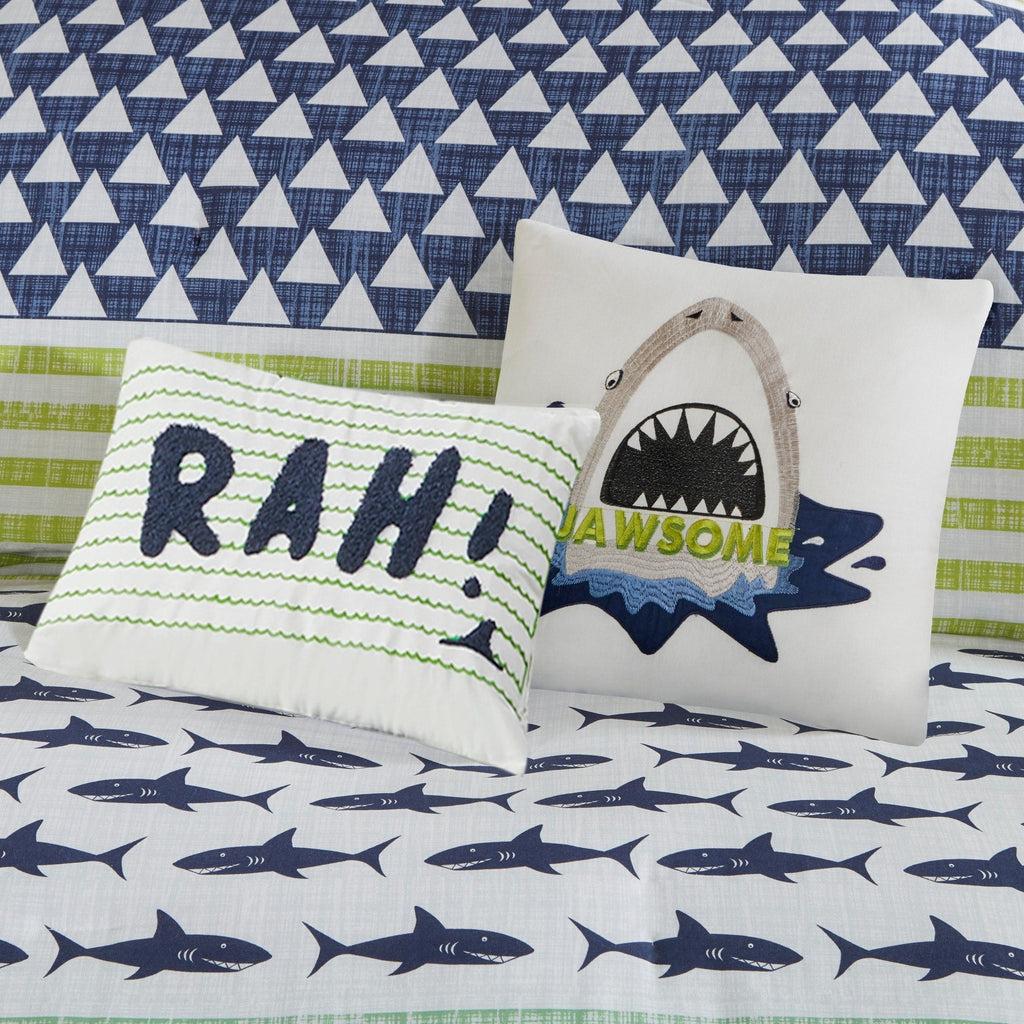 Parure de lit en coton vert/bleu marine Aaron Shark d'Urban Habitat Kids