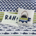 Parure de lit en coton vert/bleu marine Aaron Shark d'Urban Habitat Kids