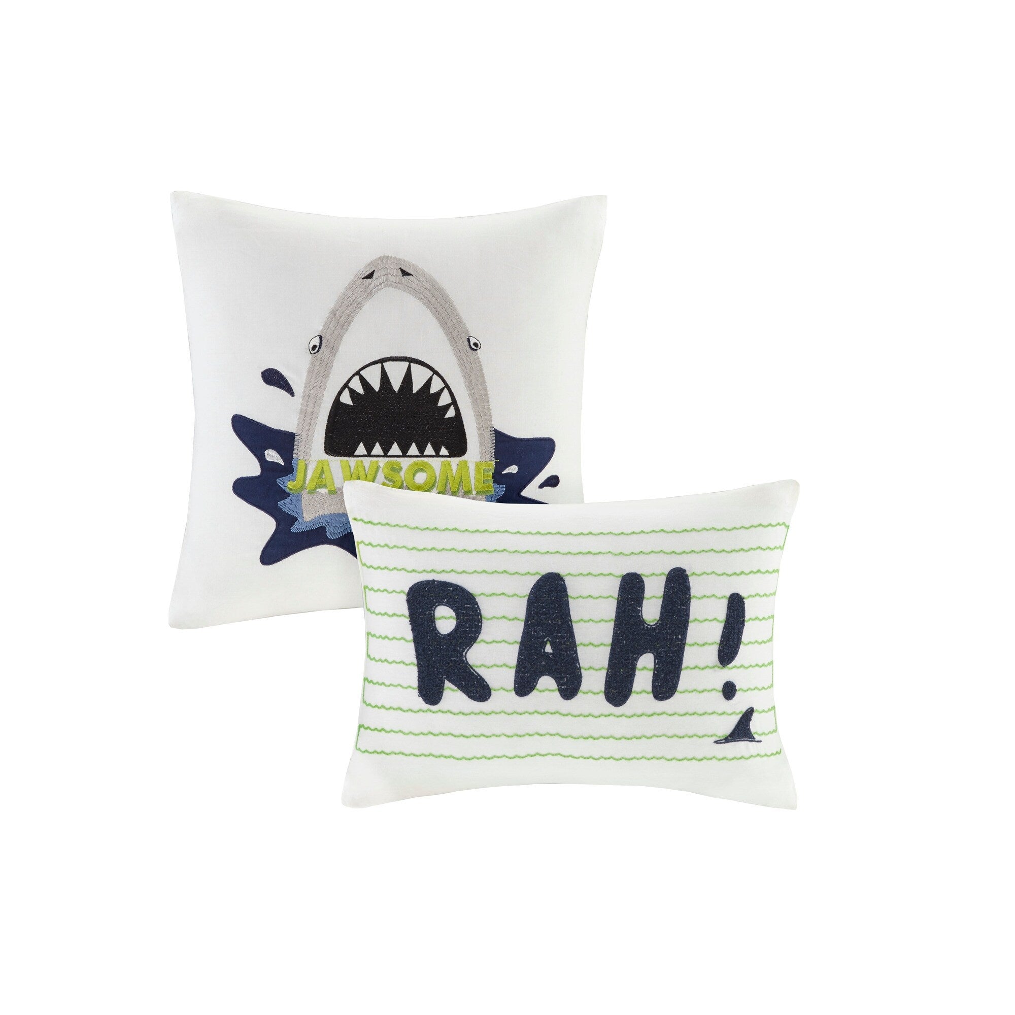 Parure de lit en coton vert/bleu marine Aaron Shark d'Urban Habitat Kids