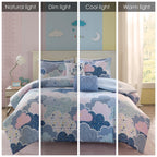 Parure de lit 5 pièces en coton bleu « Intelligent Design Kids Bliss »