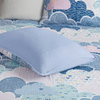 Parure de lit réversible en coton bleu KidsBliss avec coussins décoratifs