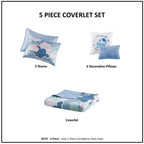 Parure de lit réversible en coton bleu KidsBliss avec coussins décoratifs