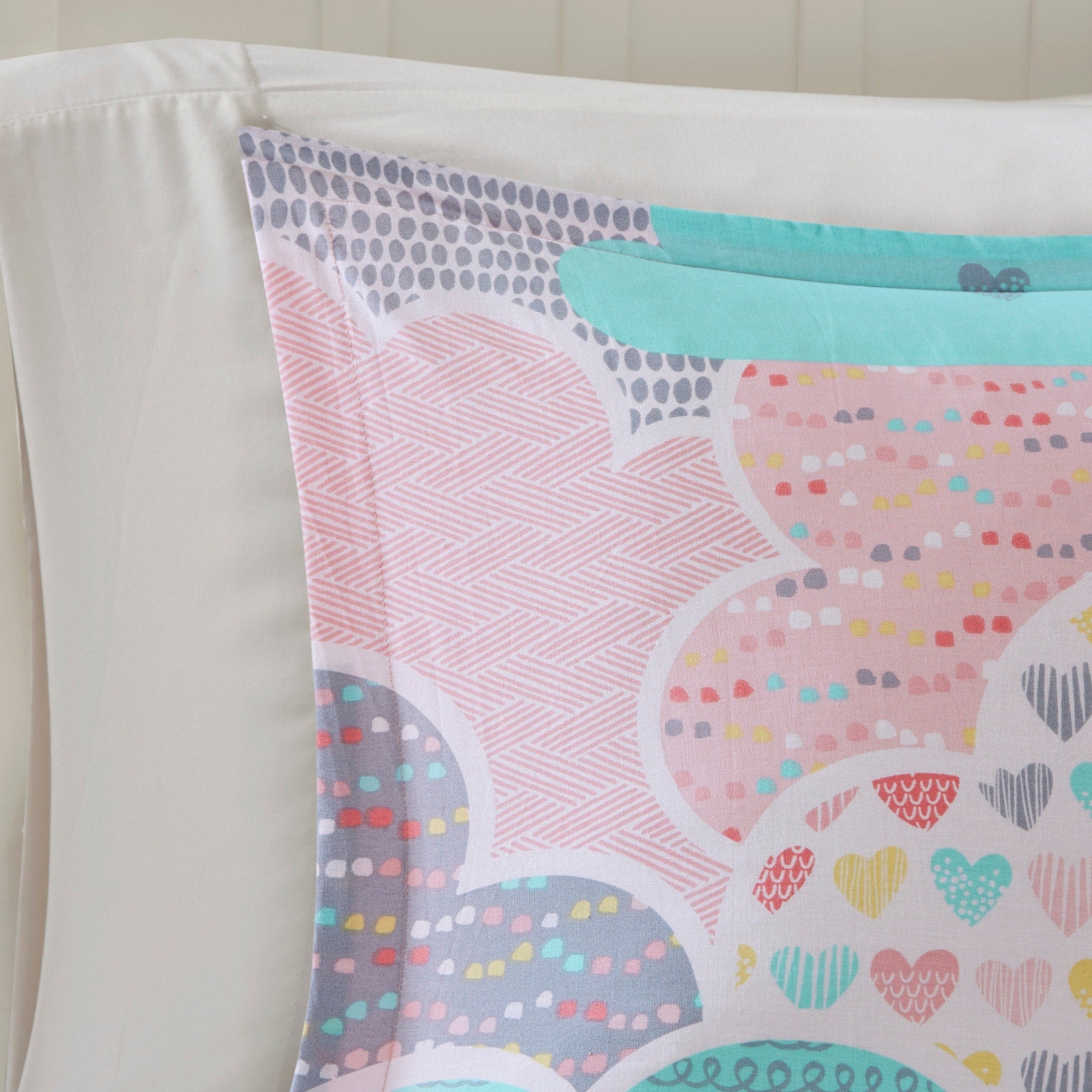 Parure de lit 5 pièces en coton imprimé rose « Intelligent Design Kids Bliss »