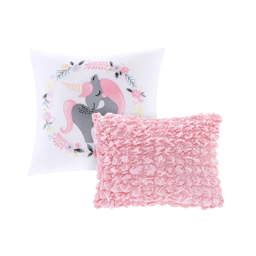 Parure de lit 5 pièces en coton imprimé rose « Intelligent Design Kids Bliss »