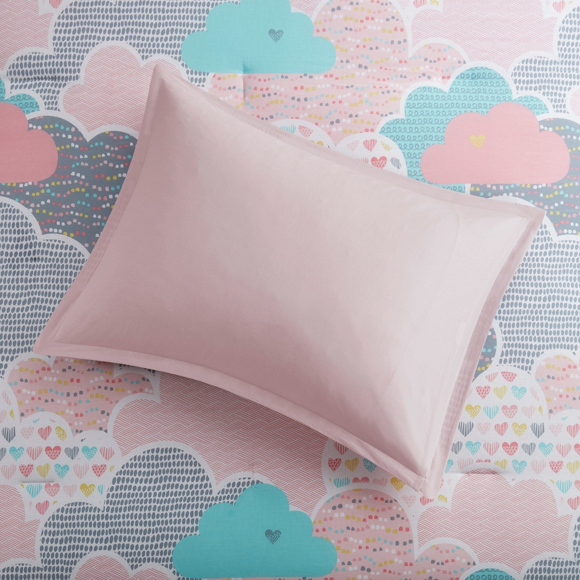 Parure de lit 5 pièces en coton imprimé rose « Intelligent Design Kids Bliss »