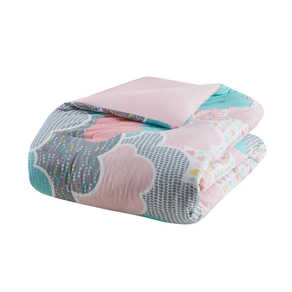 Parure de lit 5 pièces en coton imprimé rose « Intelligent Design Kids Bliss »