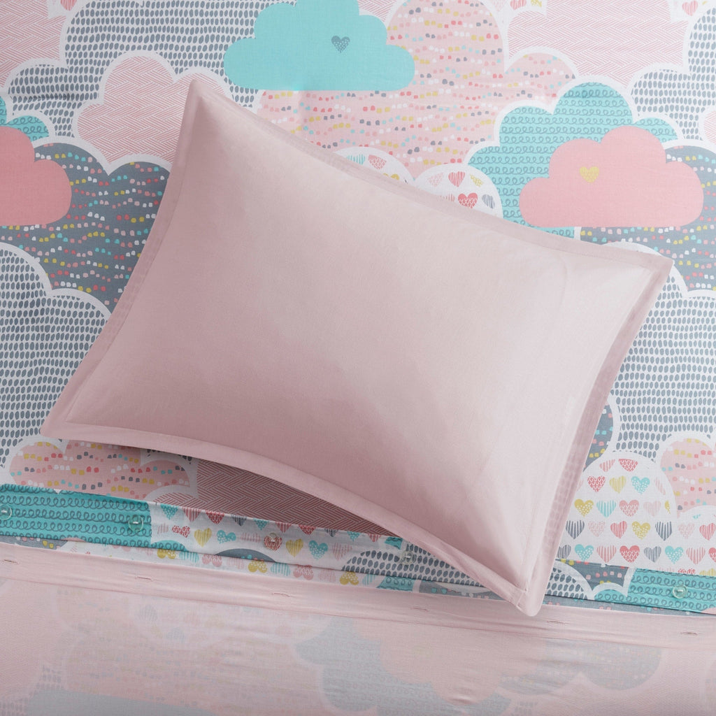Parure de lit 5 pièces en coton imprimé rose « Intelligent Design Kids Bliss »