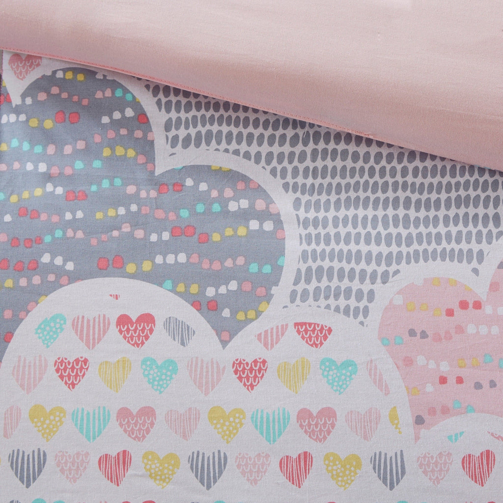 Parure de lit 5 pièces en coton imprimé rose « Intelligent Design Kids Bliss »