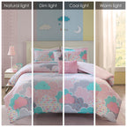 Parure de lit 5 pièces en coton imprimé rose « Intelligent Design Kids Bliss »