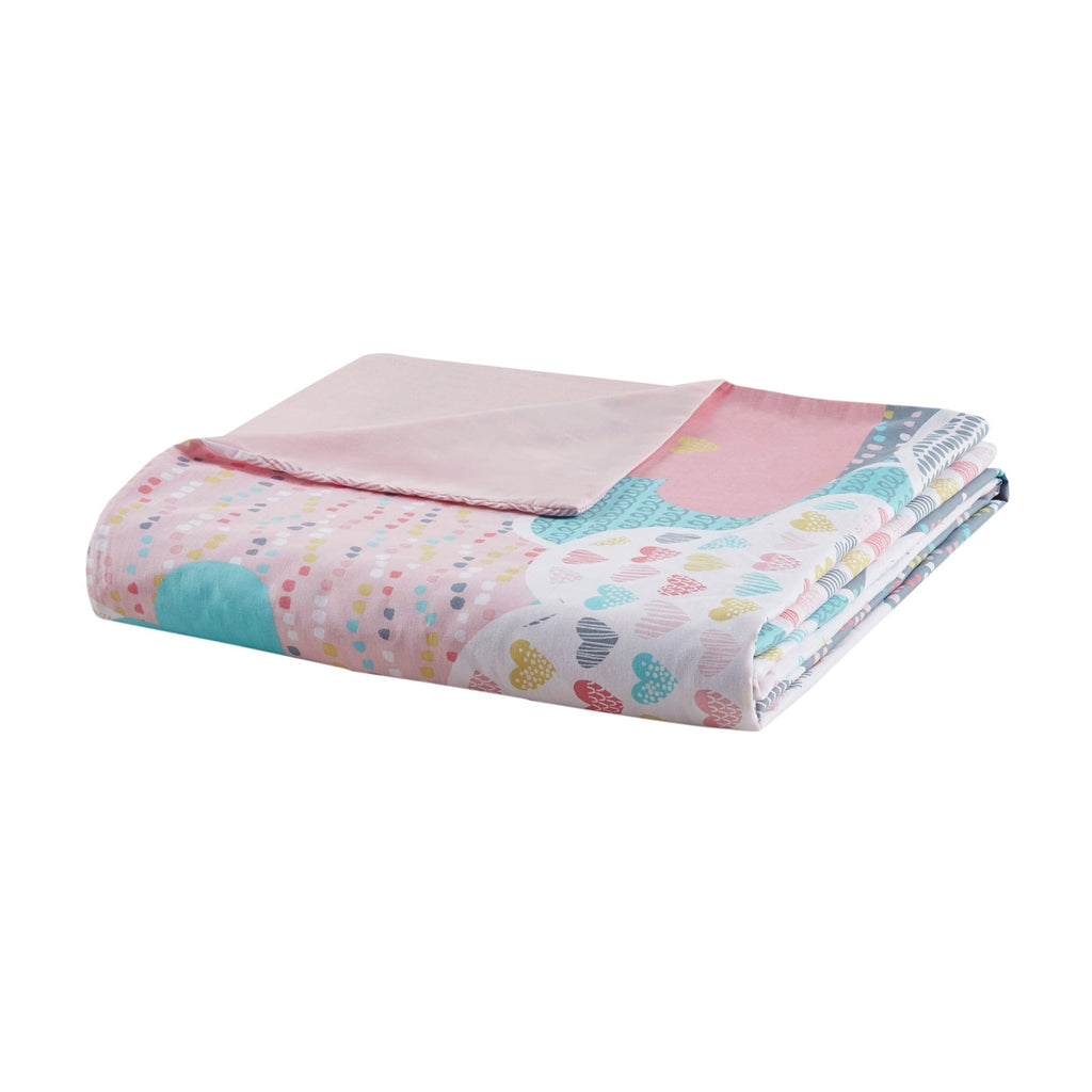 Parure de lit 5 pièces en coton imprimé rose « Intelligent Design Kids Bliss »