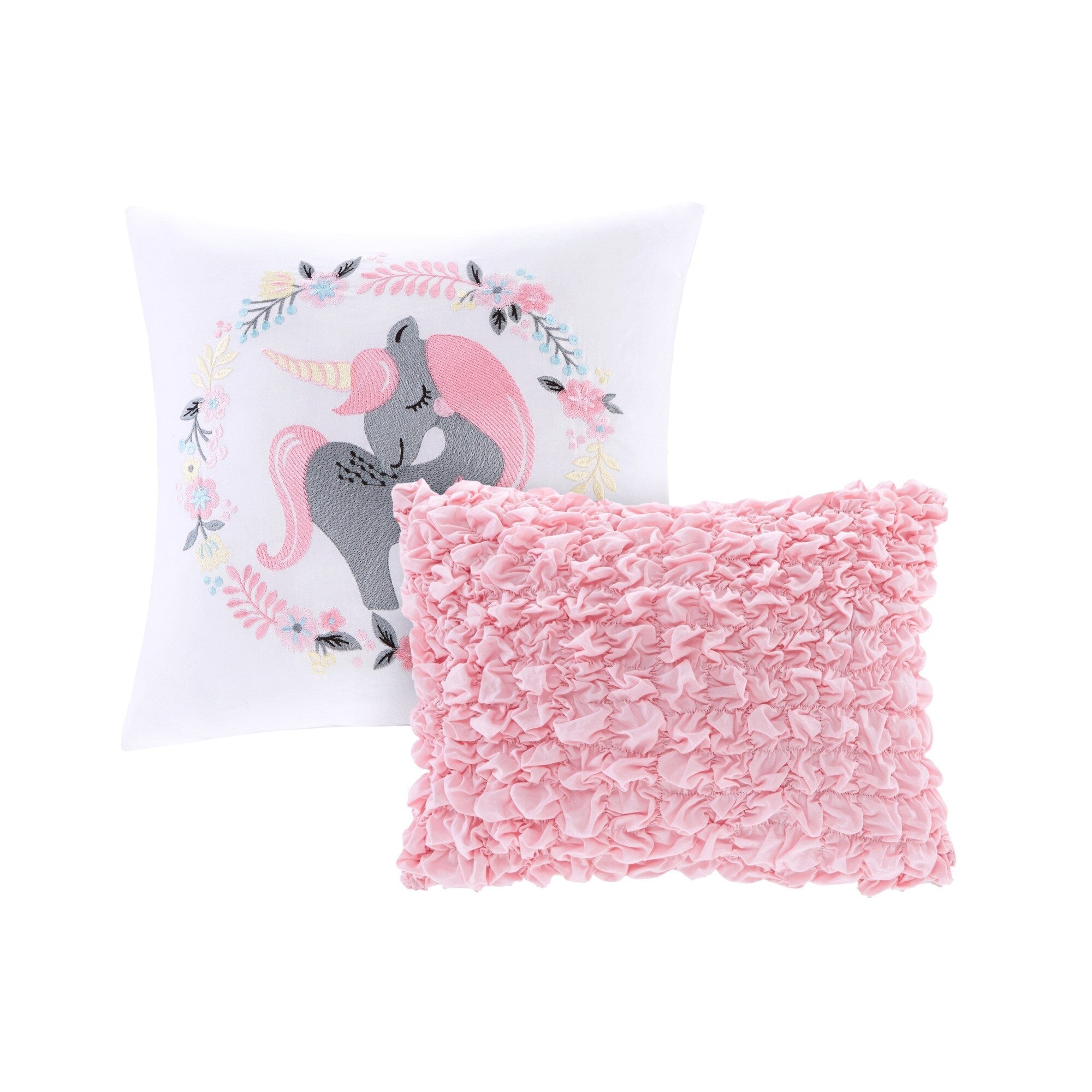 Parure de lit réversible en coton rose « Intelligent Design » pour enfants avec coussins décoratifs