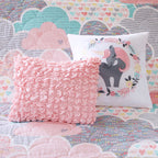 Parure de lit réversible en coton rose « Intelligent Design » pour enfants avec coussins décoratifs