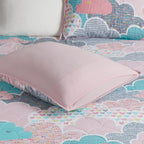 Parure de lit réversible en coton rose « Intelligent Design » pour enfants avec coussins décoratifs