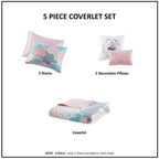 Parure de lit réversible en coton rose « Intelligent Design » pour enfants avec coussins décoratifs